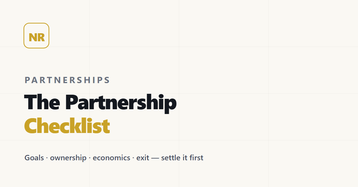 The Partnership Agreement Checklist: What to Nail Down Before You Sign
